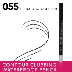 Clearance Contour Clubbing Waterproof Oogpotlood Ultra Black Glitter 55 1.2 gr Oogpotlood