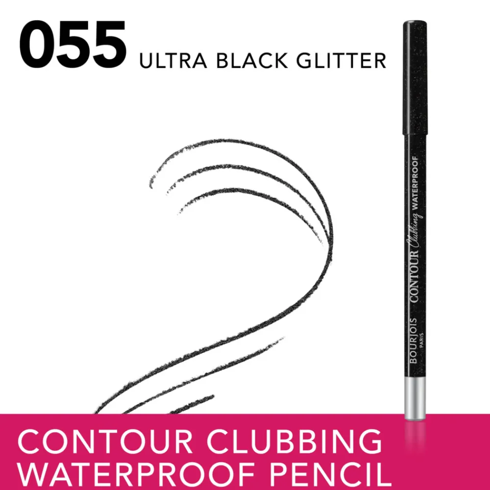 Clearance Contour Clubbing Waterproof Oogpotlood Ultra Black Glitter 55 1.2 gr Oogpotlood