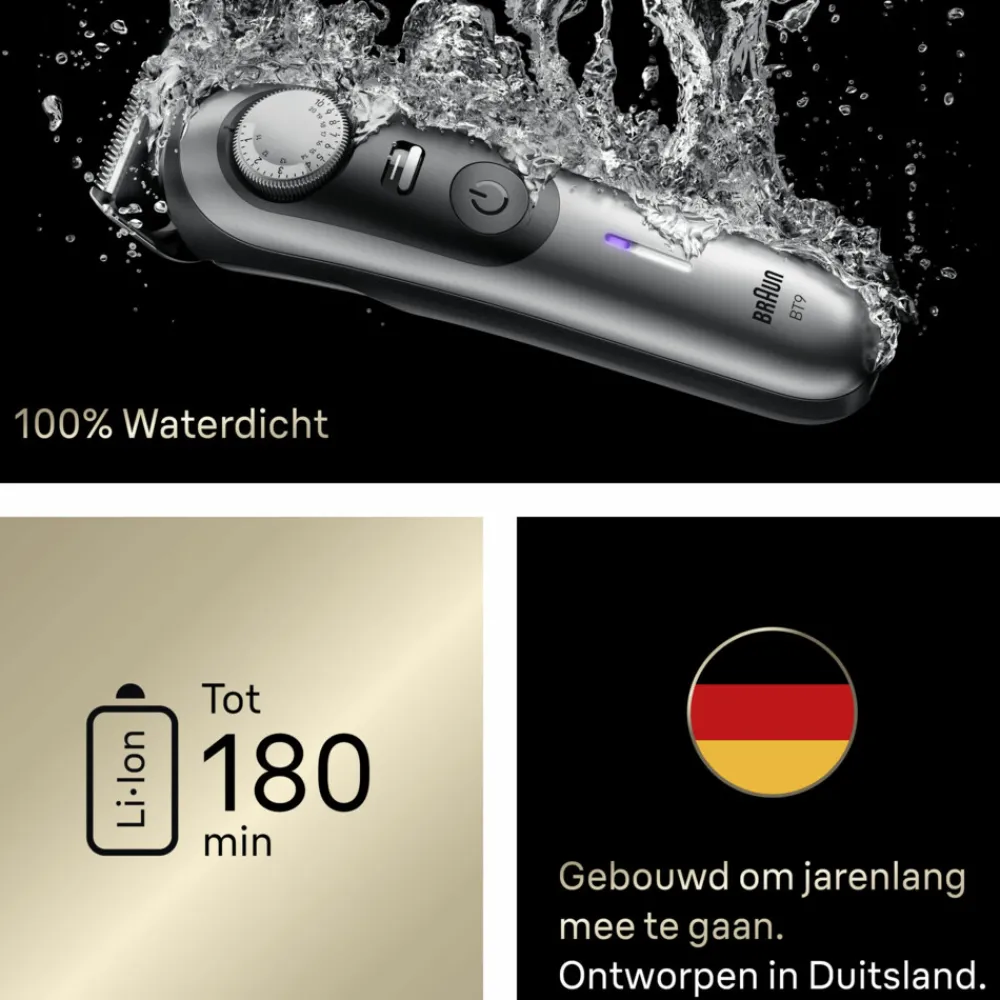 Outlet Baardtrimmer Series 9 ProBlade BT9520 Chroom Heren Scheren & Ontharen