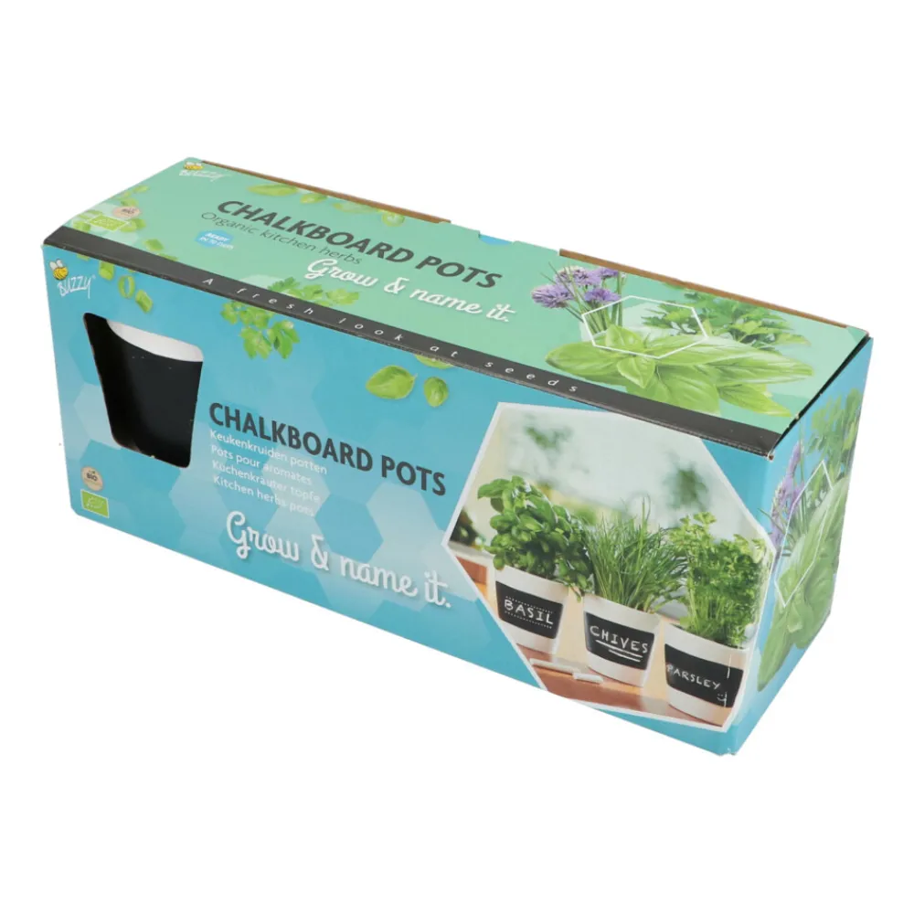 Kruiden Set 3-delig Krijtpotten Wit 1 set^Buzzy Online