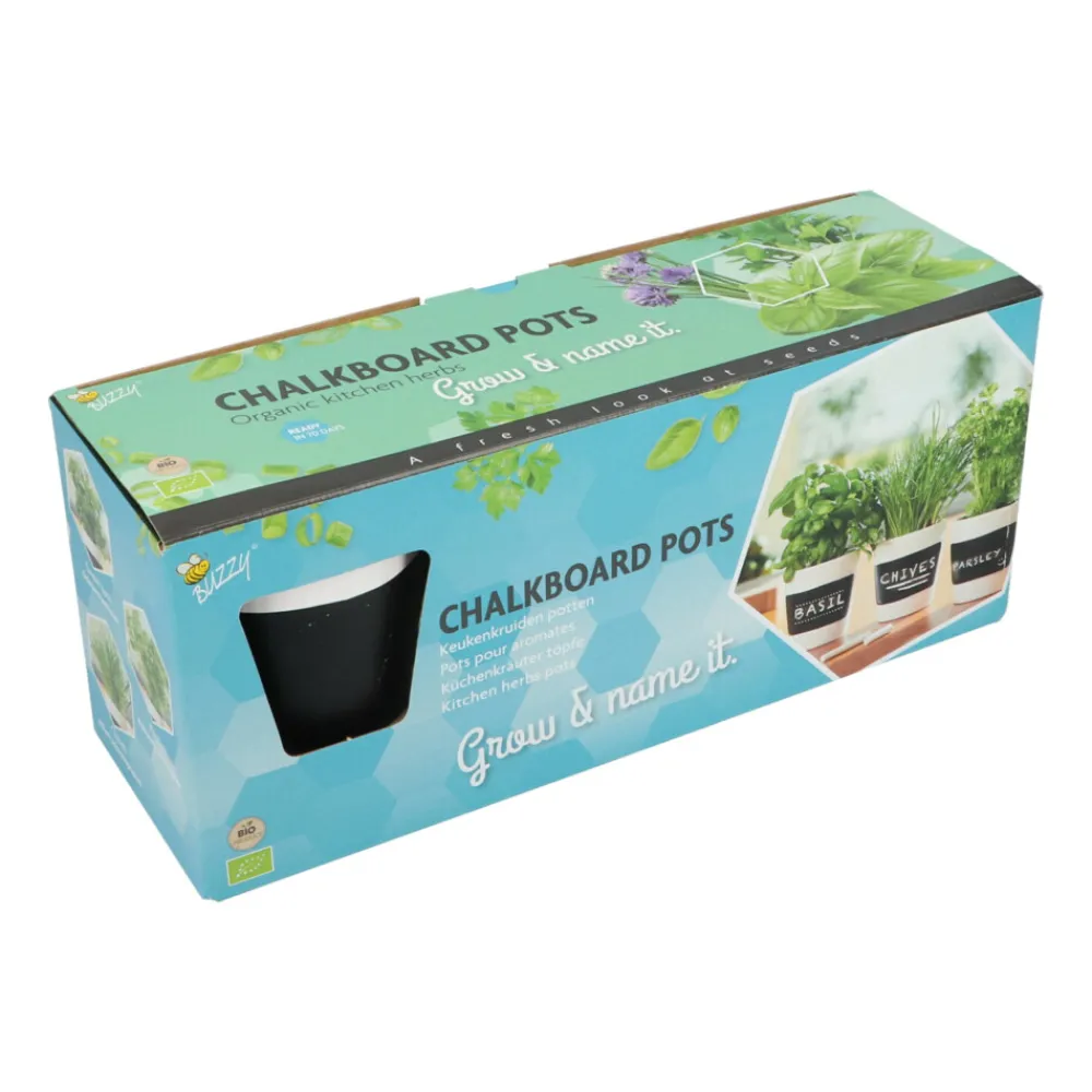 Kruiden Set 3-delig Krijtpotten Wit 1 set^Buzzy Online