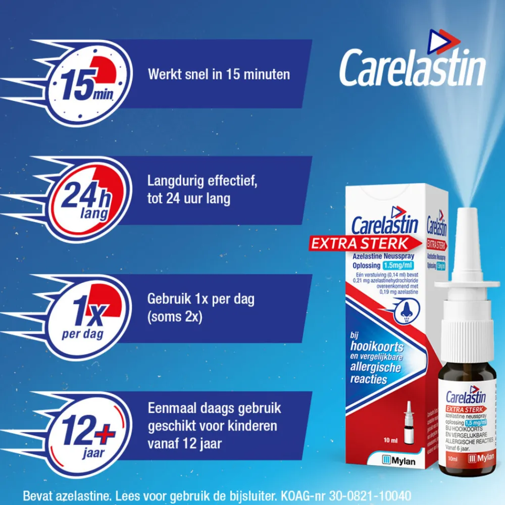 Allergie<Carelastin Extra Sterk Azelastine Neusspray bij Hooikoorts 10 ml