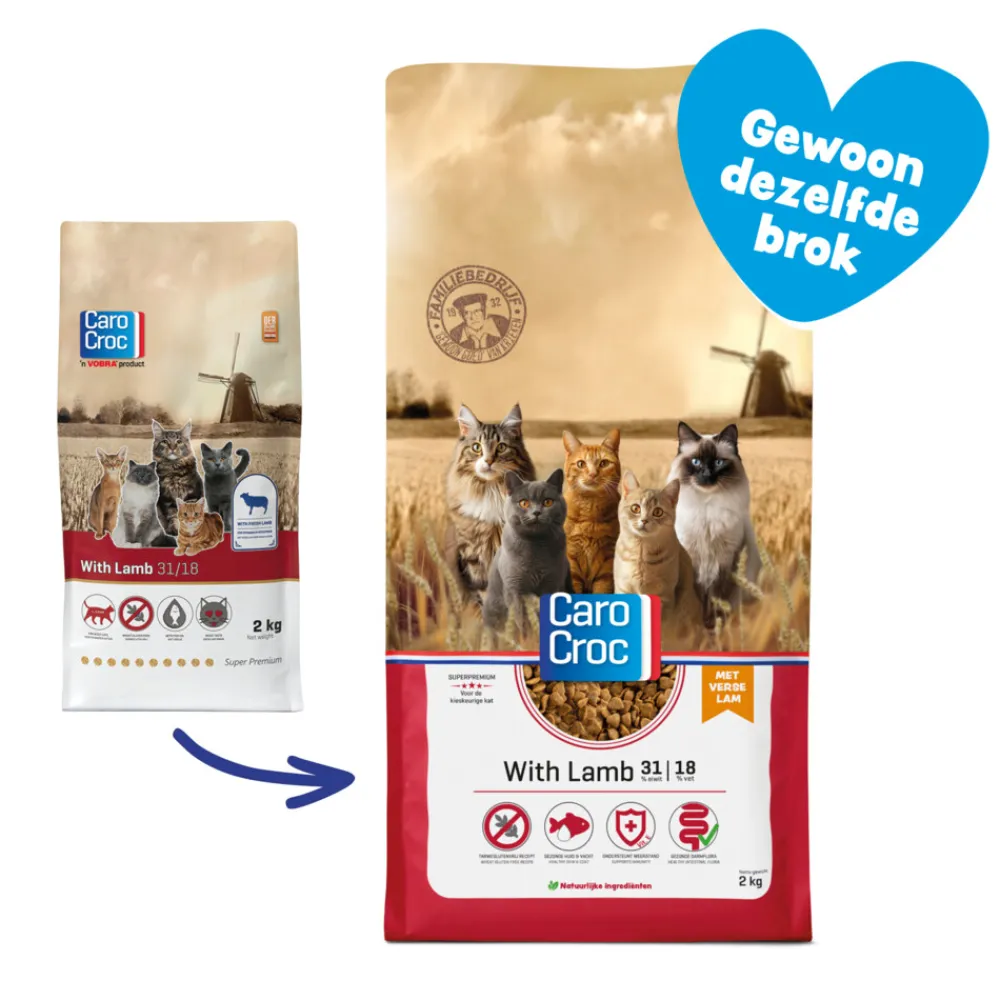 Kattenvoer<CaroCroc Kattenvoer 31/18 Lam 2 kg