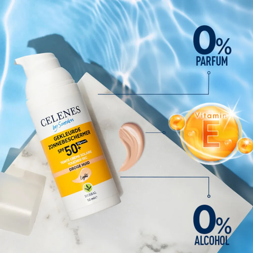 Herbal Dry Touch Zonnefluïde Getint SPF 50 50 ml^Celenes Sale