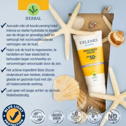 Zonbescherming<Celenes Herbal Zonnebrandcreme SPF 50+ Gevoelige en Droge Huid 50 ml
