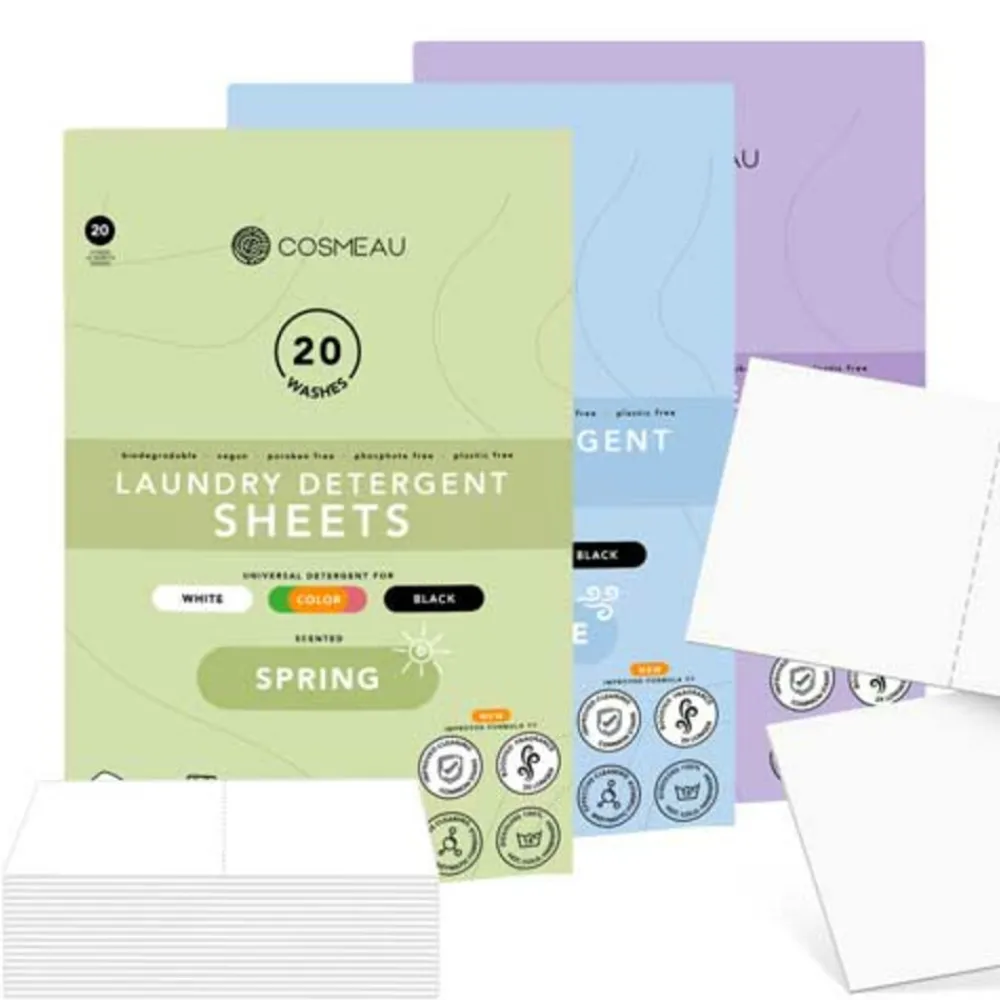 Wasmiddel<Cosmeau Proefpakket Wasstrips 60 Wasbeurten Lentefris, Zeebries en Lavendel 1 set