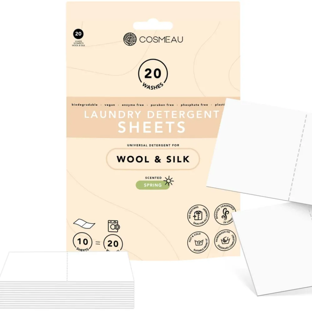 Wasmiddel<Cosmeau Wasstrips Wol & Zijde 20 wasbeurten