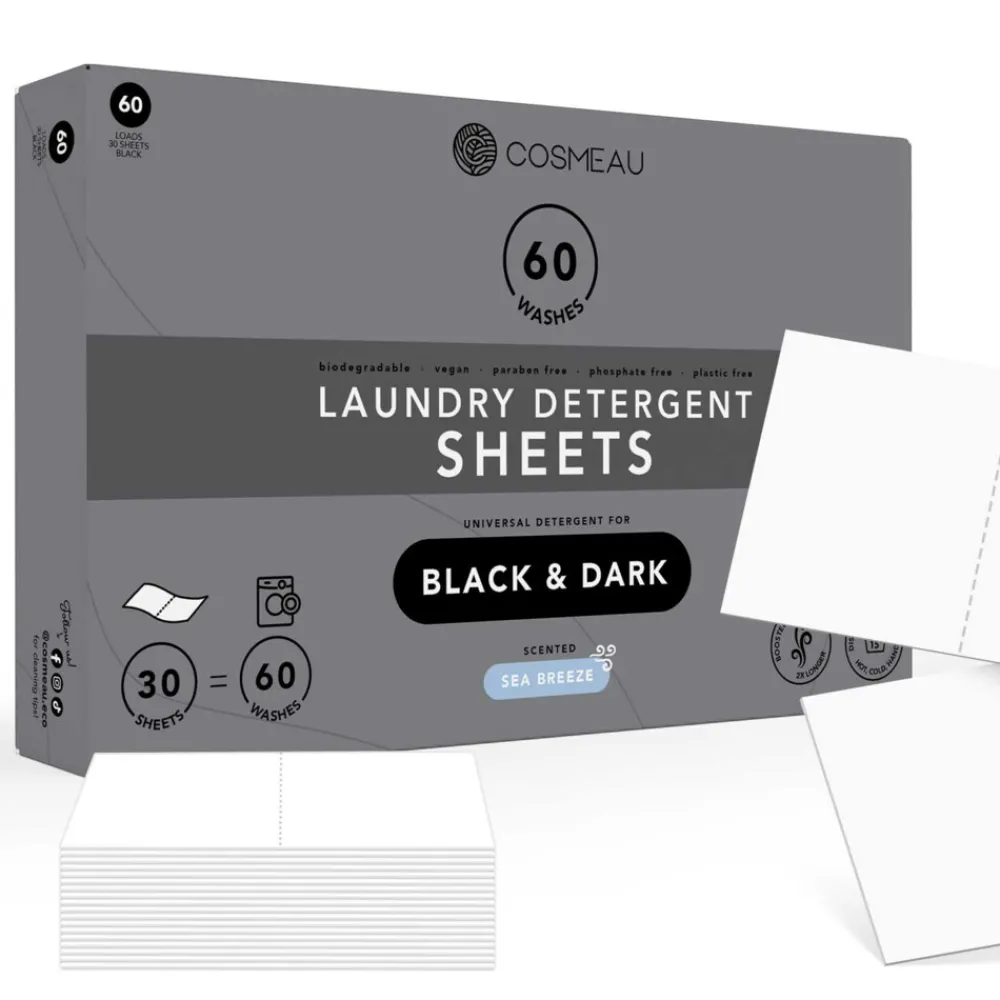 Wasmiddel<Cosmeau Wasstrips Zwart & Donker 60 wasbeurten