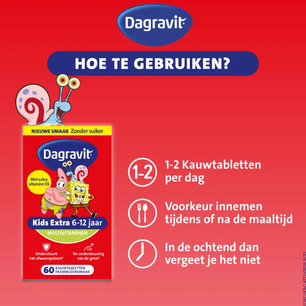 Best Multivitamine Kids Extra 6-12 Jaar Spongebob 60 kauwtabletten Vitaminen Kind