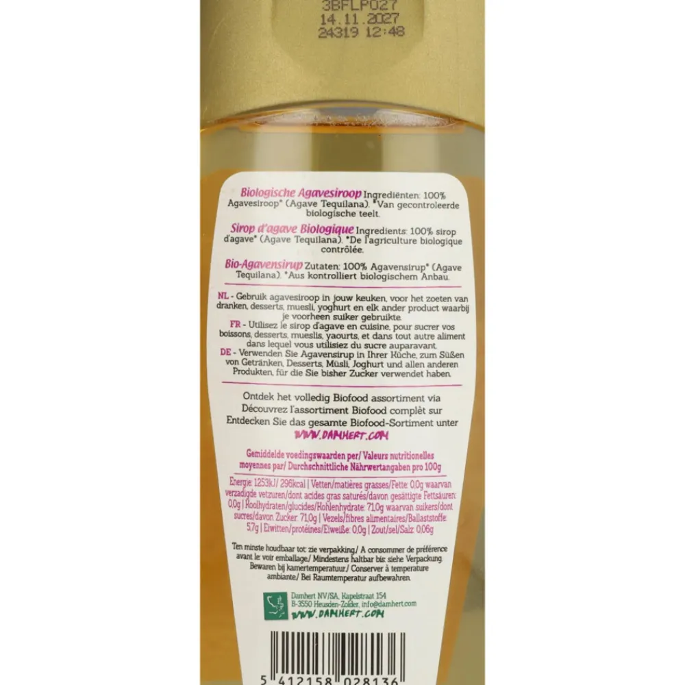 Online Biofood Agavesiroop Amber Biologisch 250 ml Siropen & Zoetstoffen