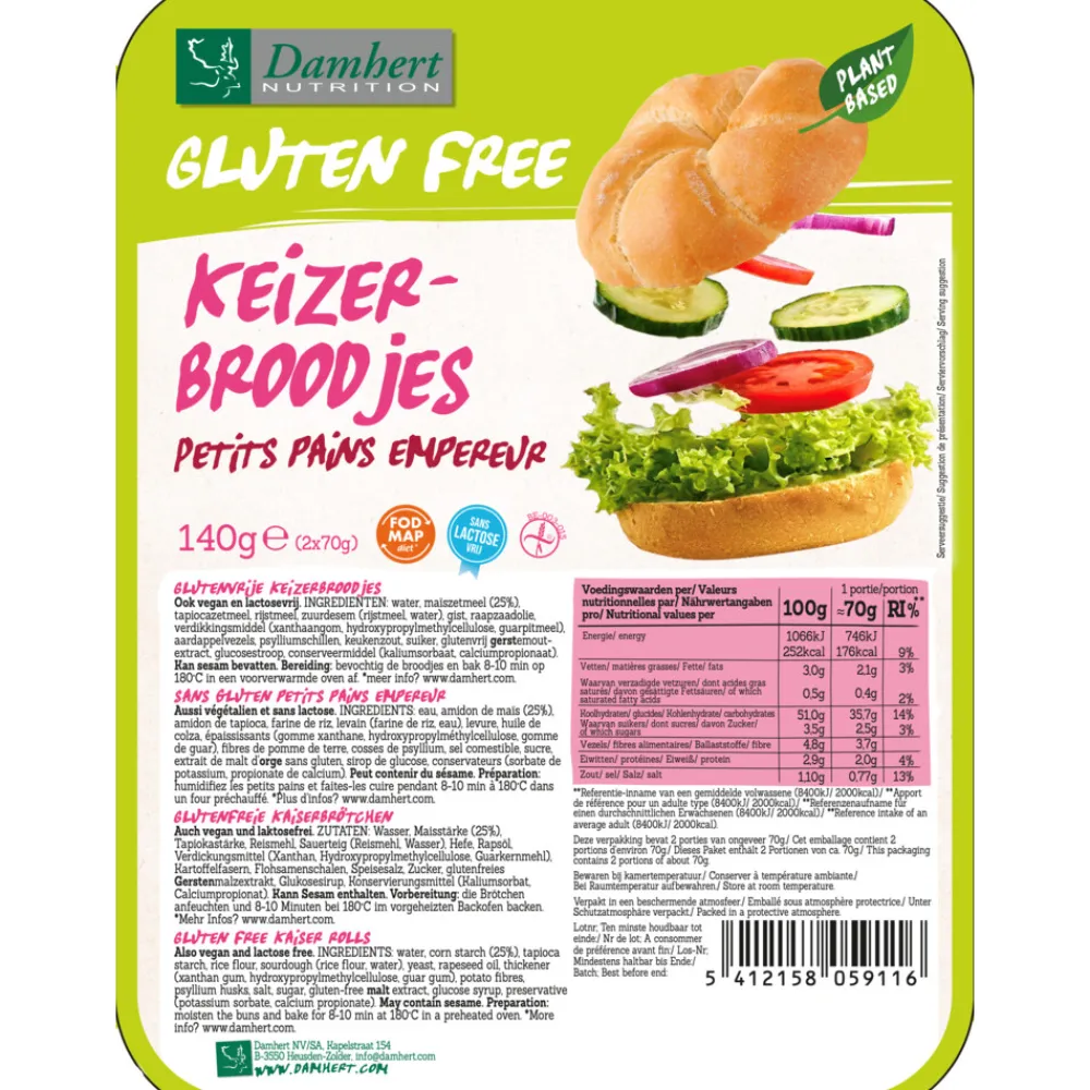Keizerbroodjes Glutenvrij 140 gr^Damhert Outlet