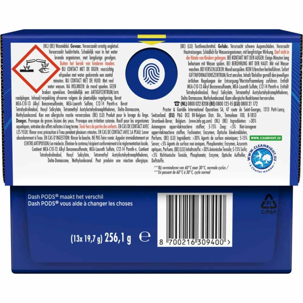 Wasmiddel<Dash Wasmiddelcapsules 3in1 Pods Stralende Kleuren 13 stuks