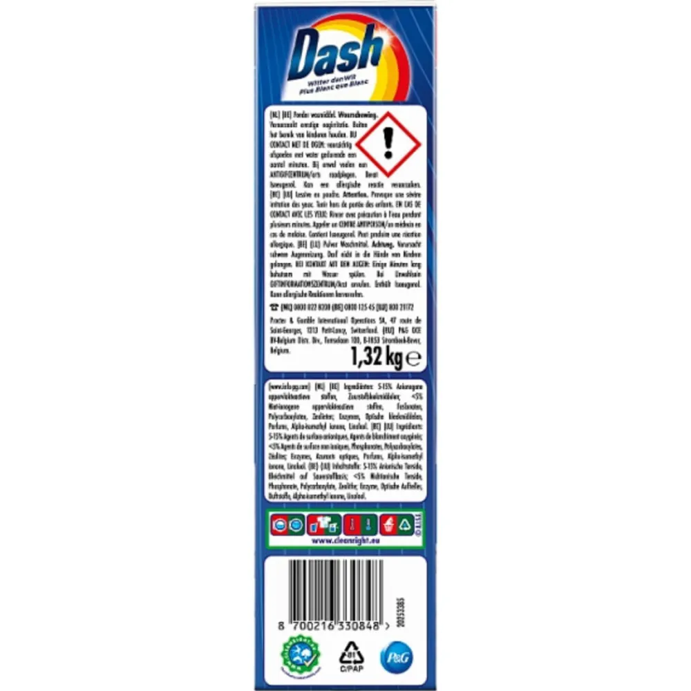 Wasmiddel<Dash Waspoeder Regular 22 Wasbeurten 1,32 kg