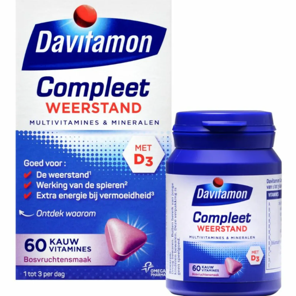 Multi Vitaminen En Mineralen<Davitamon Compleet Weerstand Bosvruchten 60 kauwtabletten