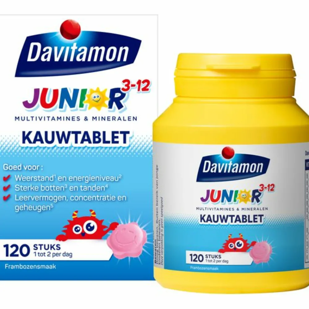 Clearance Junior 3+ Kauwvitamines Framboos 120 kauwtabletten Vitaminen & Supplementen|Vitaminen Kind