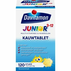 Vitaminen Kind<Davitamon Junior 3+ Kauwvitamines Banaan 120 kauwtabletten