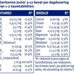 Vitaminen Kind<Davitamon Junior 3+ Multivruchten 120 kauwtabletten