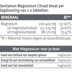 Magnesium Citraat 60 tabletten^Davitamon Hot