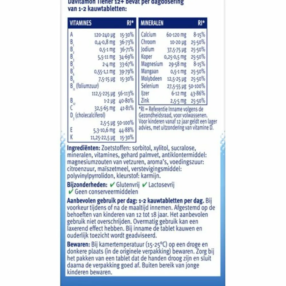 Tiener 12+ Aardbei 60 kauwtabletten^Davitamon Online