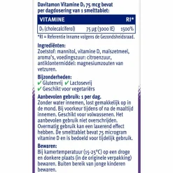 Online Vitamine D3 75mcg 75 smelttabletten Vitaminen