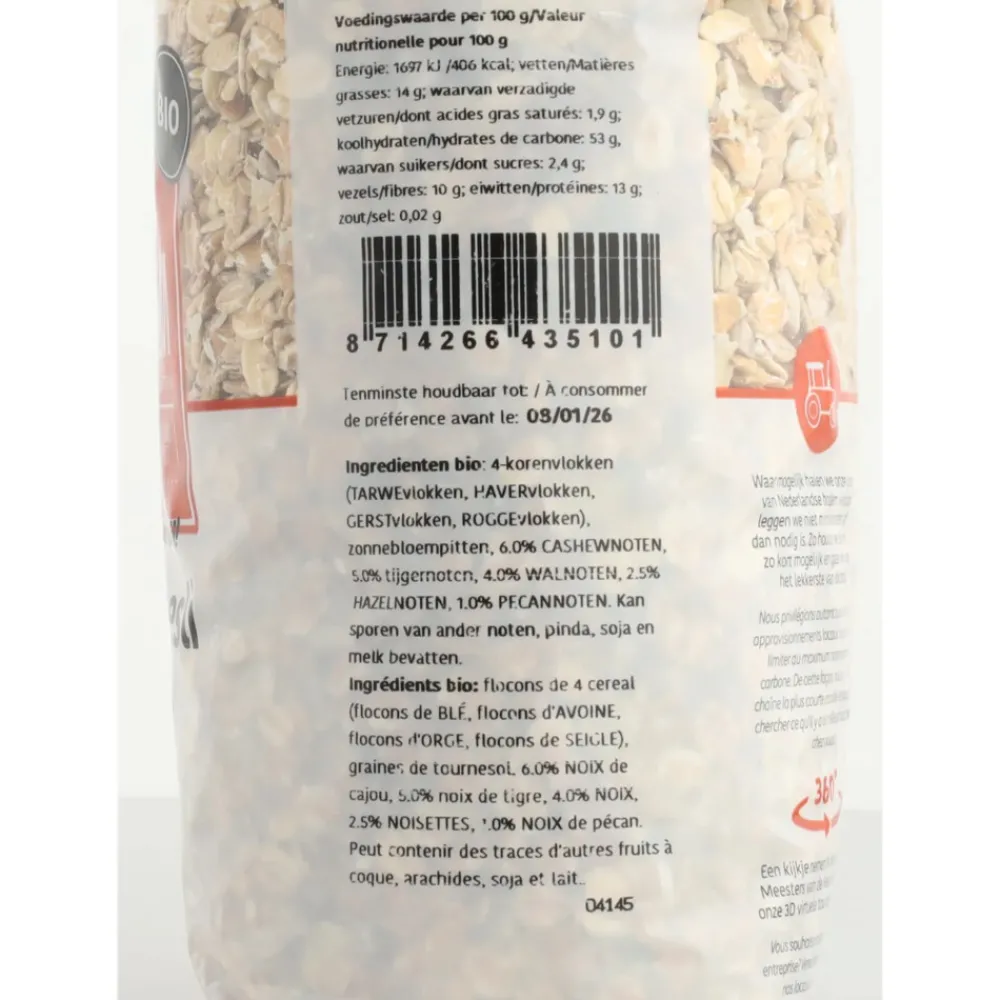 Ontbijtgranen<De halm Muesli Noten Eko 750 gr