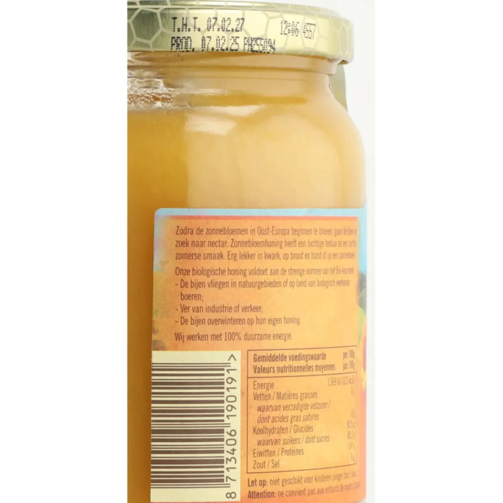 Siropen & Zoetstoffen<De Traay Honing Zonnebloem Bio 900 gr