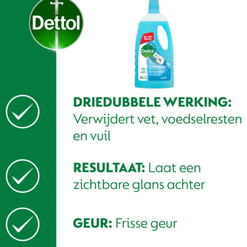 Allesreiniger<Dettol Allesreiniger Power & Fresh Katoenfris 1 liter