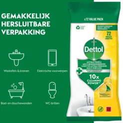 Antibacteriële Reinigingsdoekjes Sprankelende Citroen 72 stuks^Dettol New