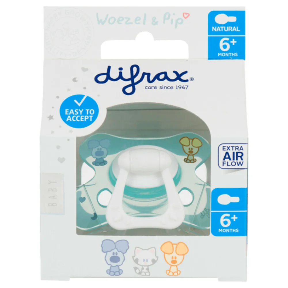 Flessen & Spenen<Difrax Fopspeen Natural 6+ mnd Woezel & Pip 1 stuk