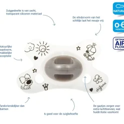 Flessen & Spenen<Difrax Fopspeen Natural 0-6 mnd Woezel & Pip 1 stuk