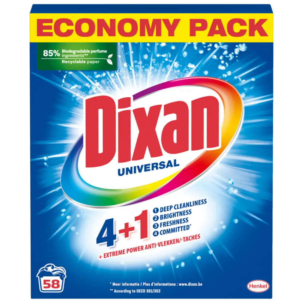 Wasmiddel<Dixan Waspoeder Universeel - 58 Wasbeurten 3,422 kilo