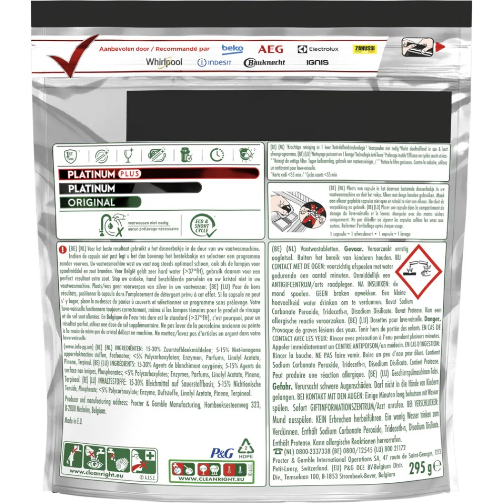 Sale Vaatwastabletten Platinum Plus All In One Citroen 19 stuks Machineafwas