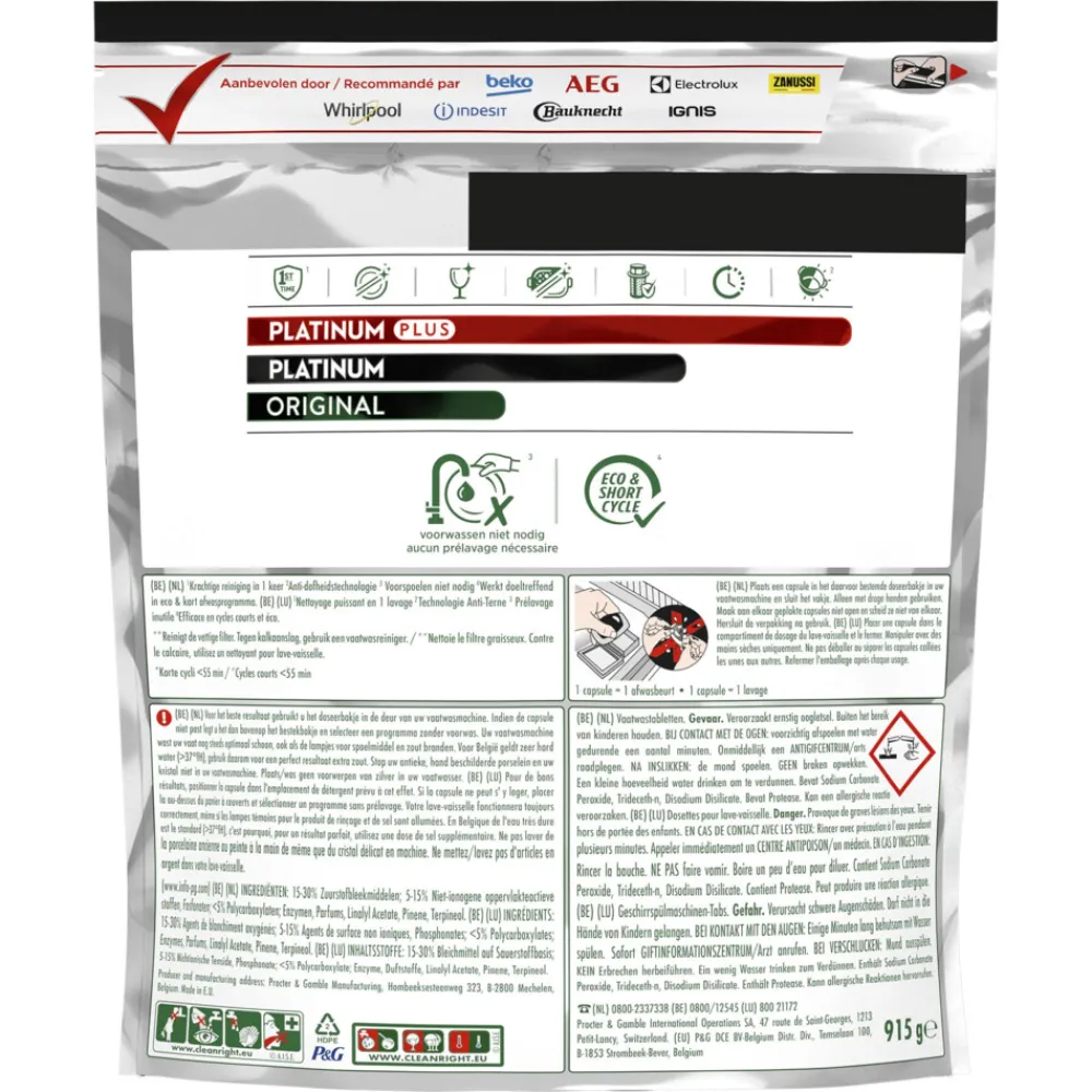 Clearance Vaatwastabletten Platinum Plus All In One Citroen 59 stuks Machineafwas