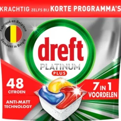 Machineafwas<Dreft Vaatwastabletten Platinum Plus All In One Citroen 48 stuks