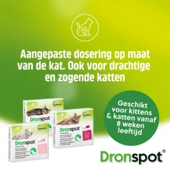 Vlo, Teek & Worm<Dronspot Spot On Ontwormingsdruppels Kat 2,5 - 5 kg 2 pipetten
