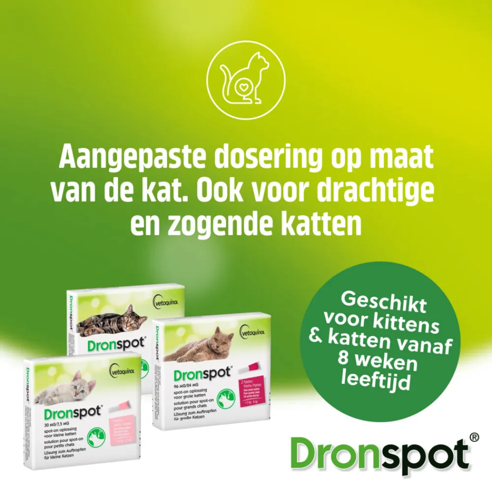 Vlo, Teek & Worm<Dronspot Spot On Ontwormingsdruppels Kat 2,5 - 5 kg 2 pipetten