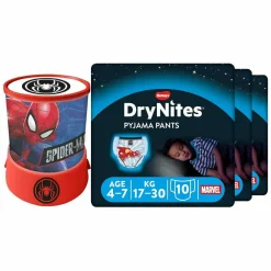 DryNites Luierbroekjes Boy 4-7 jaar Voordeelbox + Spiderman Led Projector Lamp Pakket^ Best