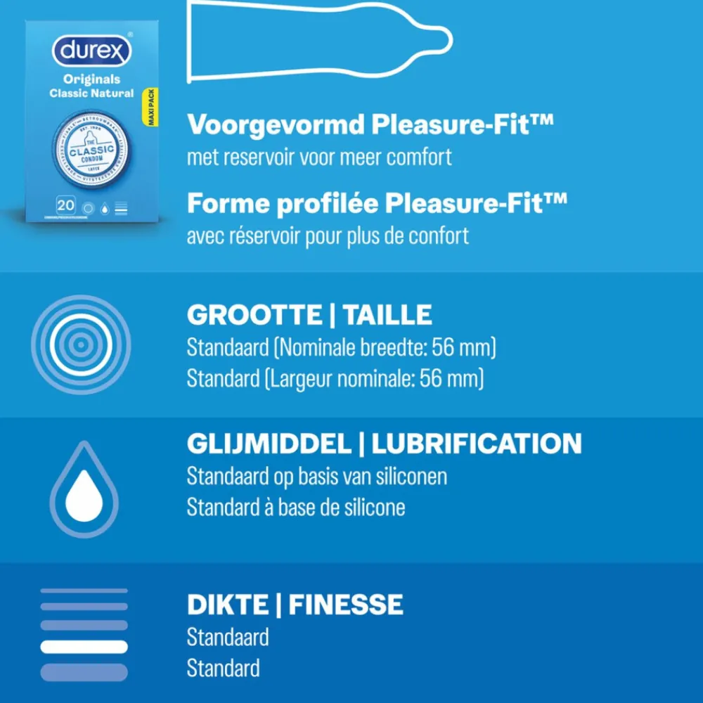 - Classic Natural Condooms 20 stuks, Thin Feel Condooms 20 stuks & Nude No Latex 20 stuks - Pakket^Durex Best