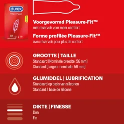 - Classic Natural Condooms 20 stuks, Thin Feel Condooms 20 stuks & Nude No Latex 20 stuks - Pakket^Durex Best