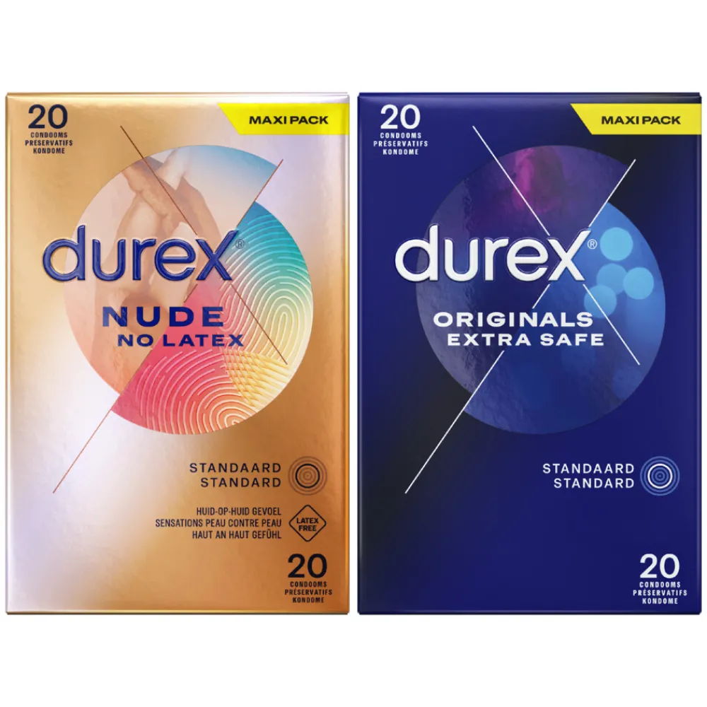 - Extra Safe Condooms 20 stuks & Nude No Latex 20 stuks Pakket^Durex Best