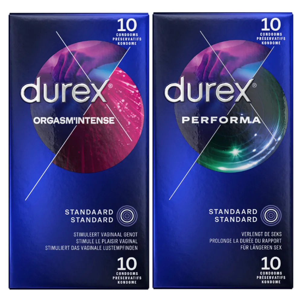 - Orgasm Intense Condooms 10 stuks & Performa Condooms 10 stuks Pakket^Durex Online