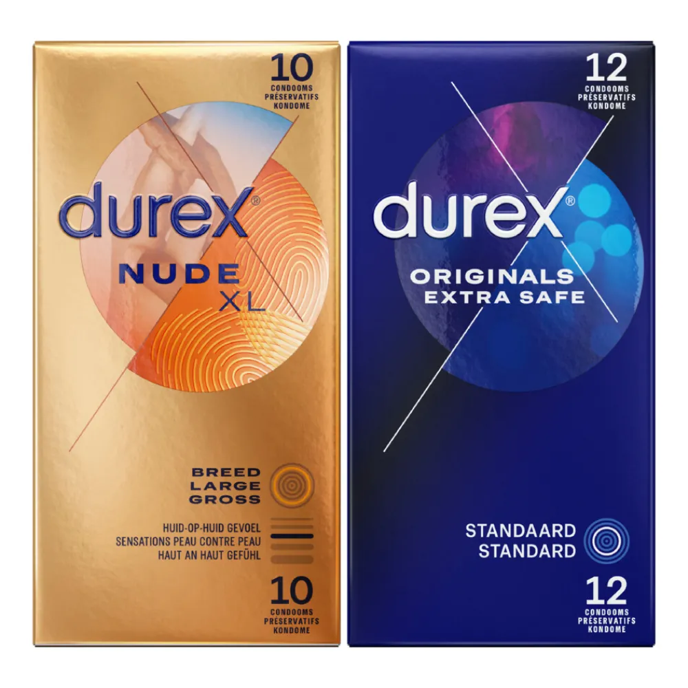 - Originals XXL Condooms 12 stuks & Nude XL Condooms 10 stuks Pakket^Durex Outlet