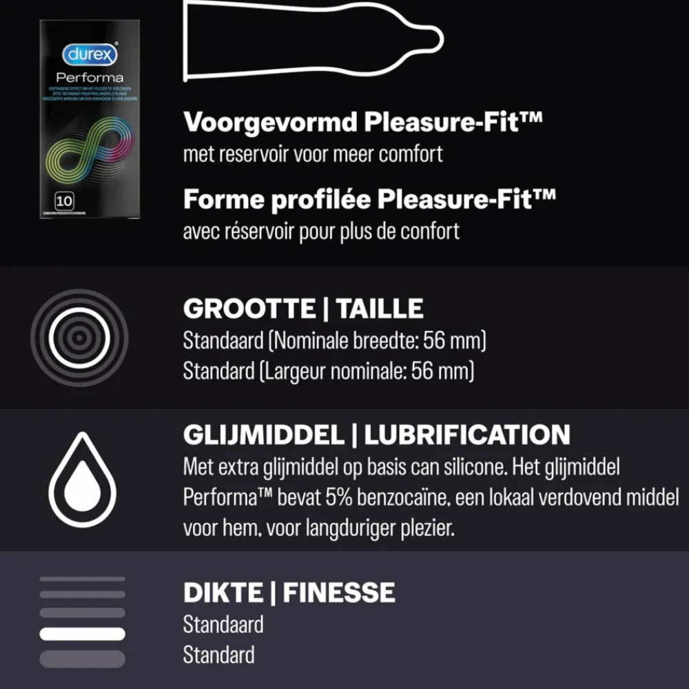 - Pleasure Me Condooms 10 stuks, Orgasm Intense Condooms 10 stuks & Performa Condooms10 stuks - Pakket^Durex Discount