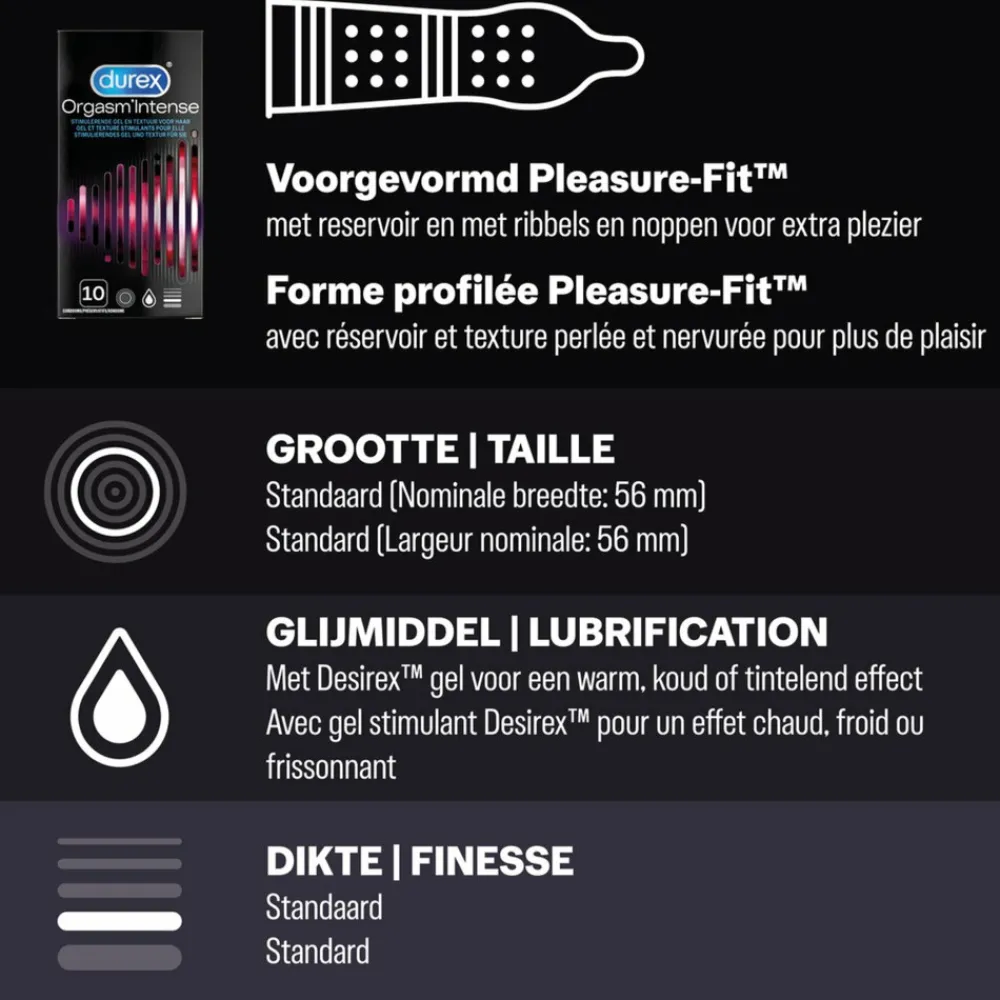 - Pleasure Me Condooms 10 stuks, Orgasm Intense Condooms 10 stuks & Performa Condooms10 stuks - Pakket^Durex Discount