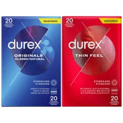 Intieme Hulpmiddelen<Durex - Thin Feel Condooms 20 stuks & Originals Classic Natural Condooms 20 stuks - Pakket