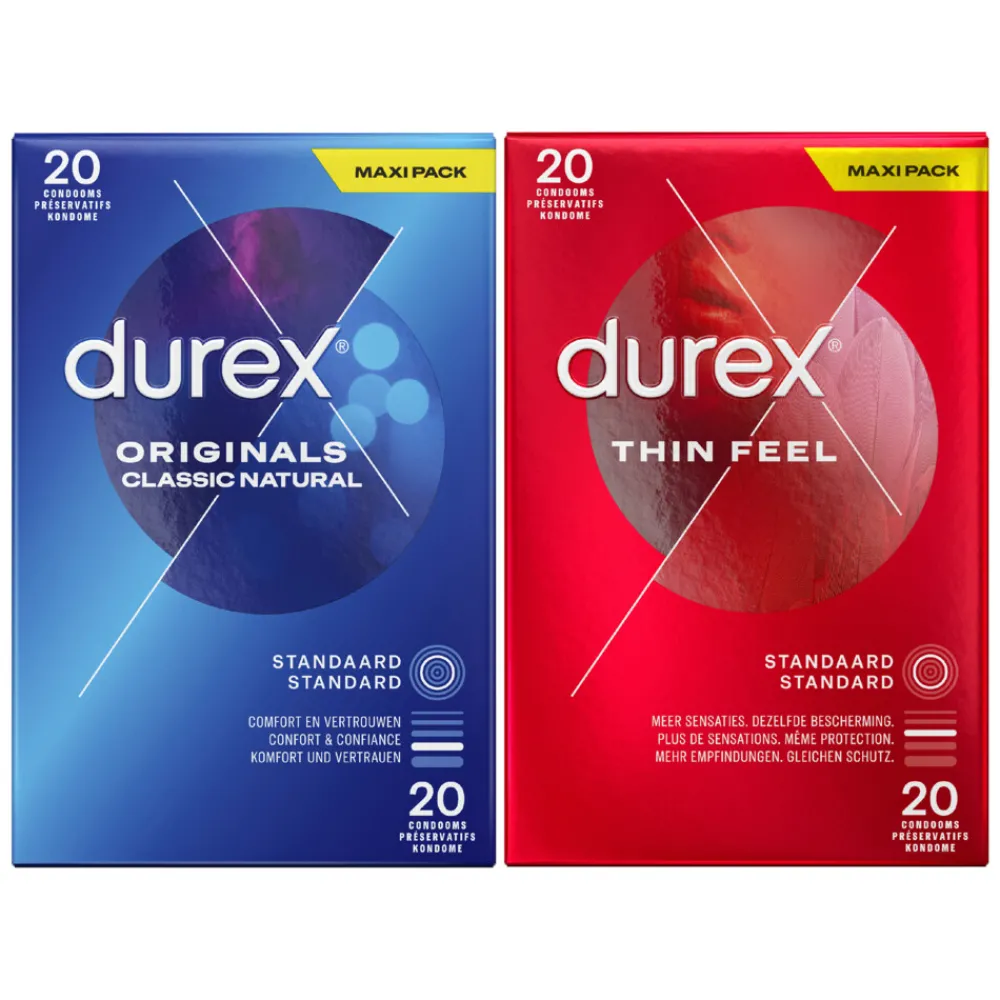 Intieme Hulpmiddelen<Durex - Thin Feel Condooms 20 stuks & Originals Classic Natural Condooms 20 stuks - Pakket