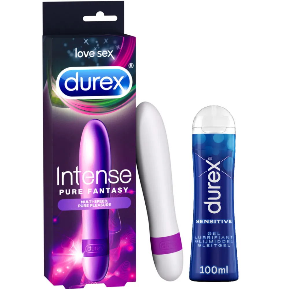 Pure Fantasy Vibrator en Glijmiddel Sensitive Waterbasis Pakket^Durex Clearance