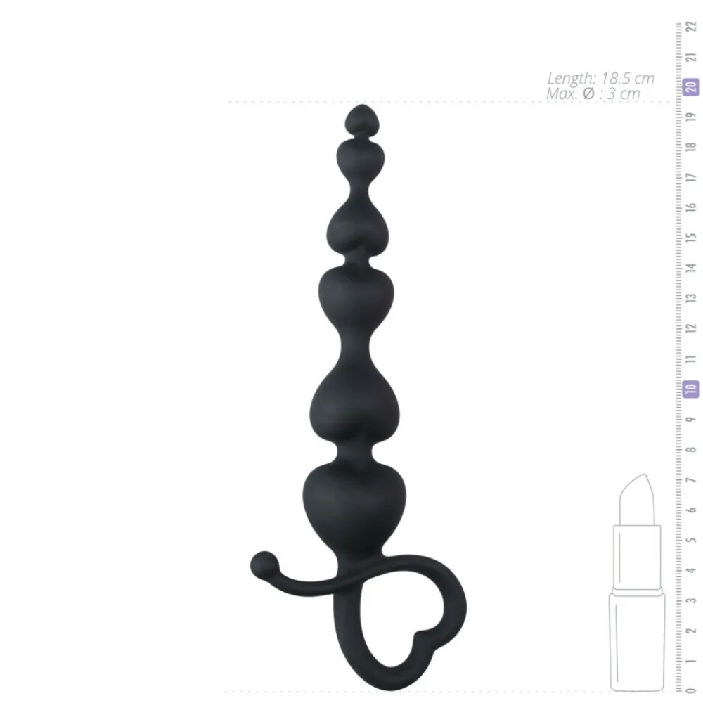 Hot Anaal Kralen met Hartje Zwart Voor Koppels