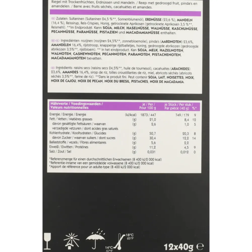 Fruit & Noten Bar Amandel & Sultana 12 x 50 gr^Eat natural New