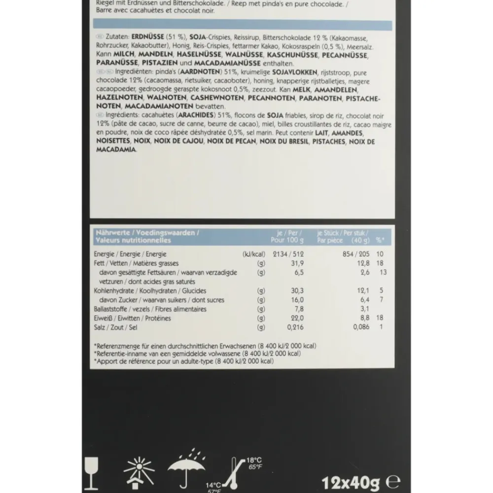 Outlet Proteïn Bar Pinda's en Chocolade 12 x 40 gr Snacks|Glutenvrij